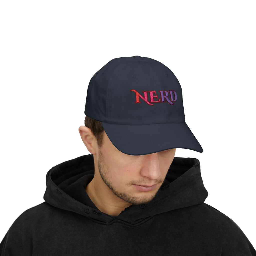 Nerd Retro Script Dad Cap | Embroidered Baseball Hat cool nerd gift