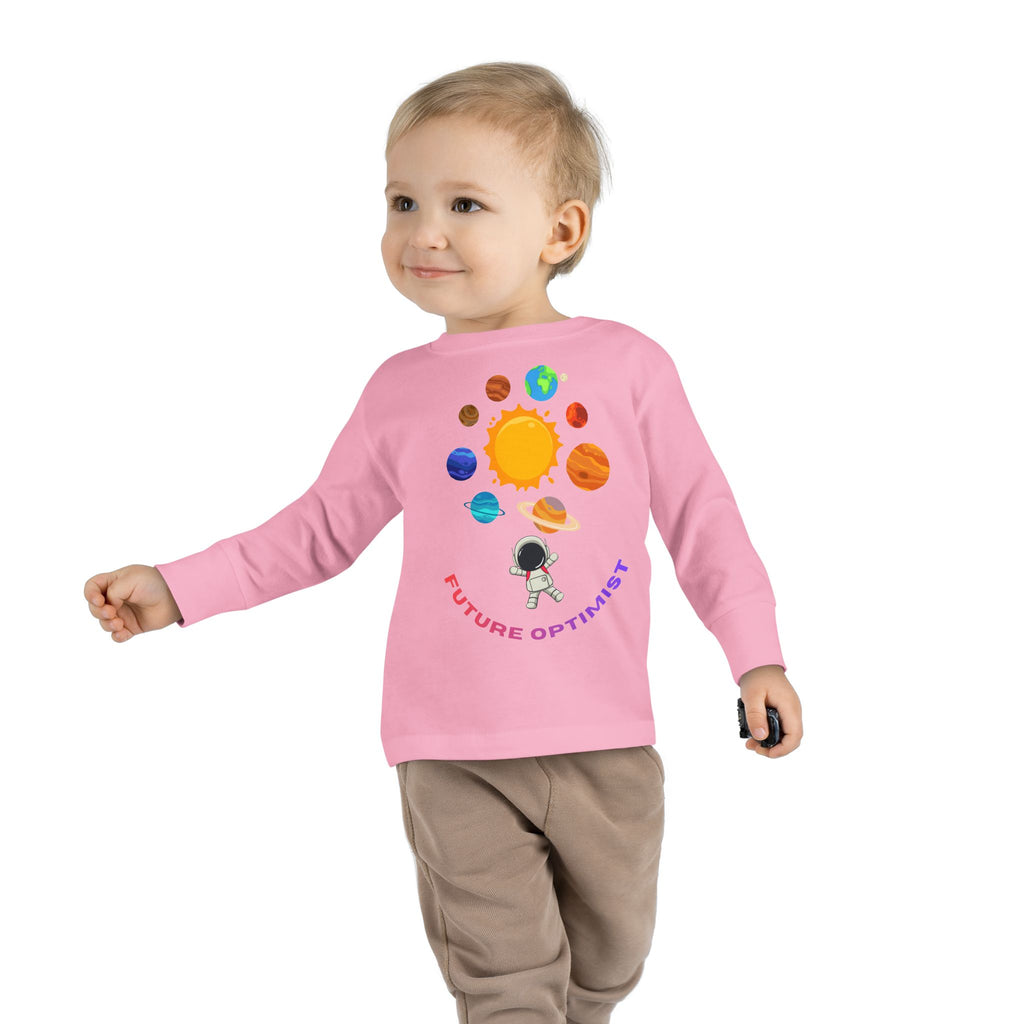 Future Optimist Astronaut toddler long sleeve tee | Solar System planets design