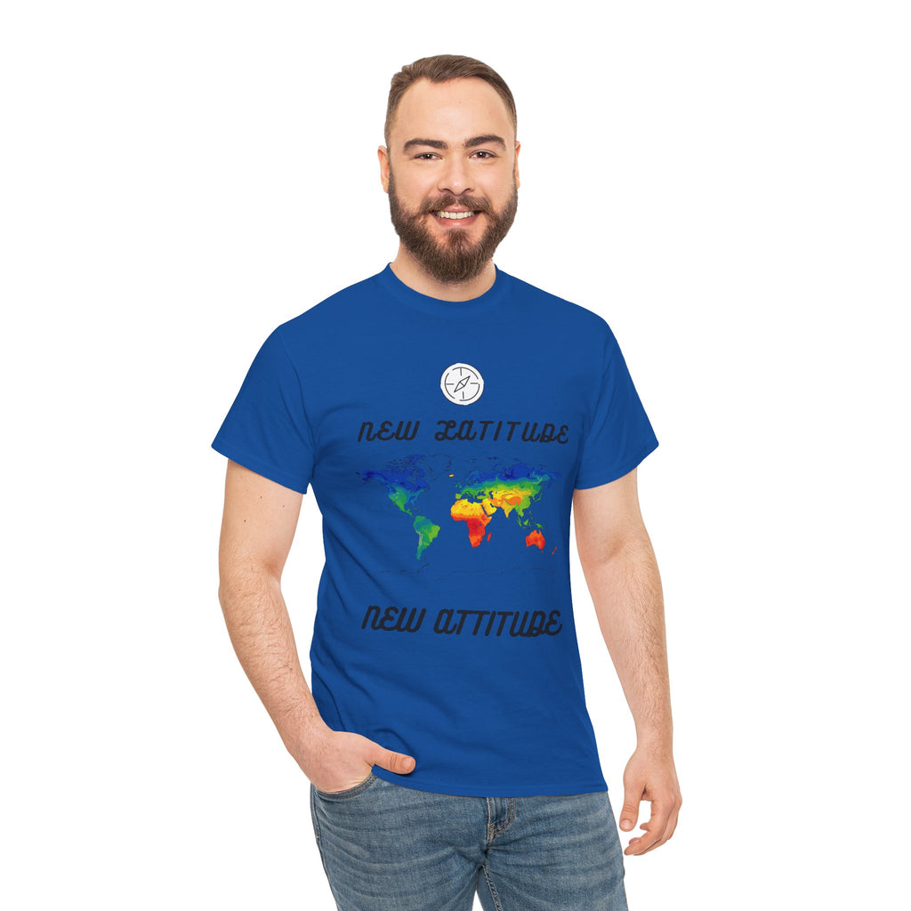 New Latitude New Attitude world map T-Shirt | rainbow map graphic