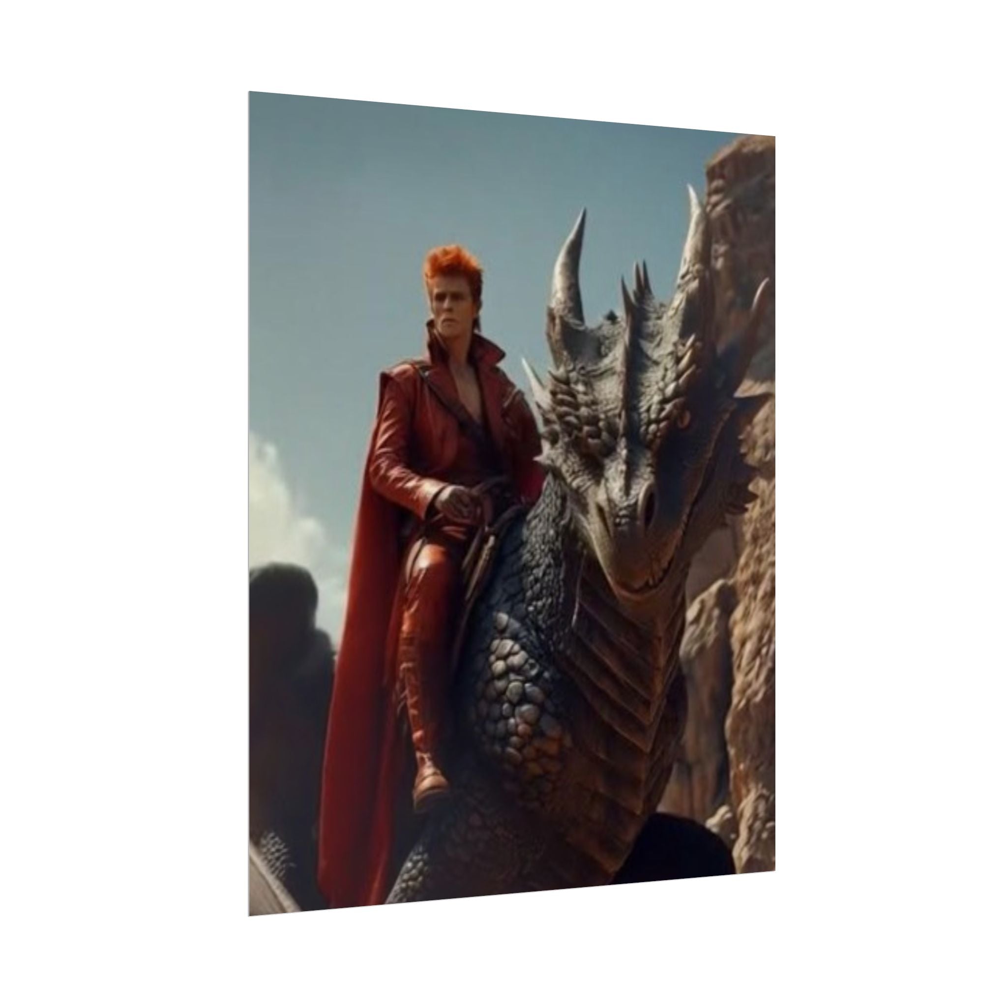 Fantasy Bowie Wall Art, Dragon Rider Poster, Home Decor, Gift for Fantasy Lovers, Bedroom Wall Decor, Unique Artwork