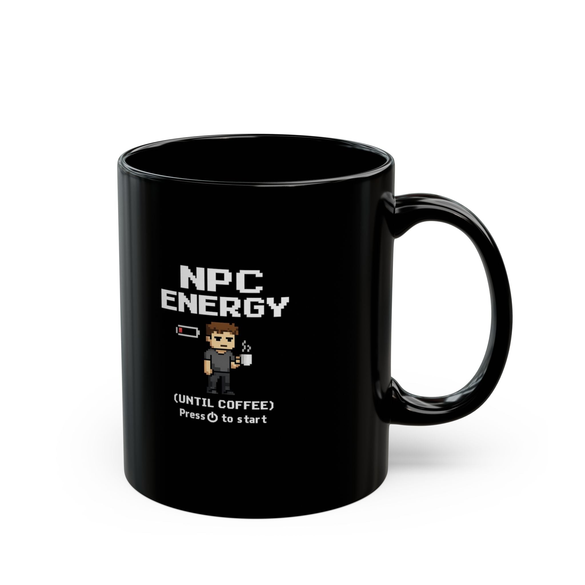 NPC Energy Coffee Mug — "Until Coffee" Retro Gamer Pixel Art Ceramic Mug (11oz )