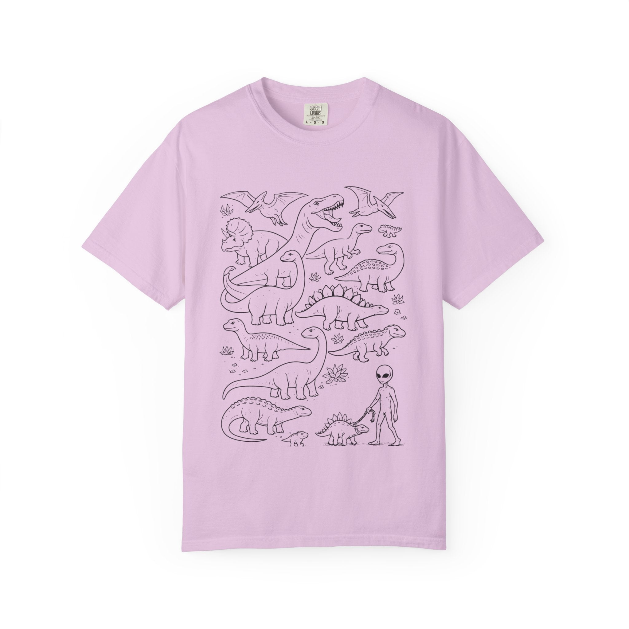 Dinosaur Doodle Tee — Alien & Dino Line Art T-Shirt