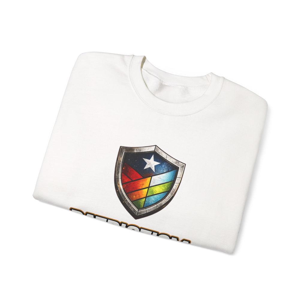 Patriotism Means Protecting Everyone Sweatshirt | Rainbow Shield Flag Design