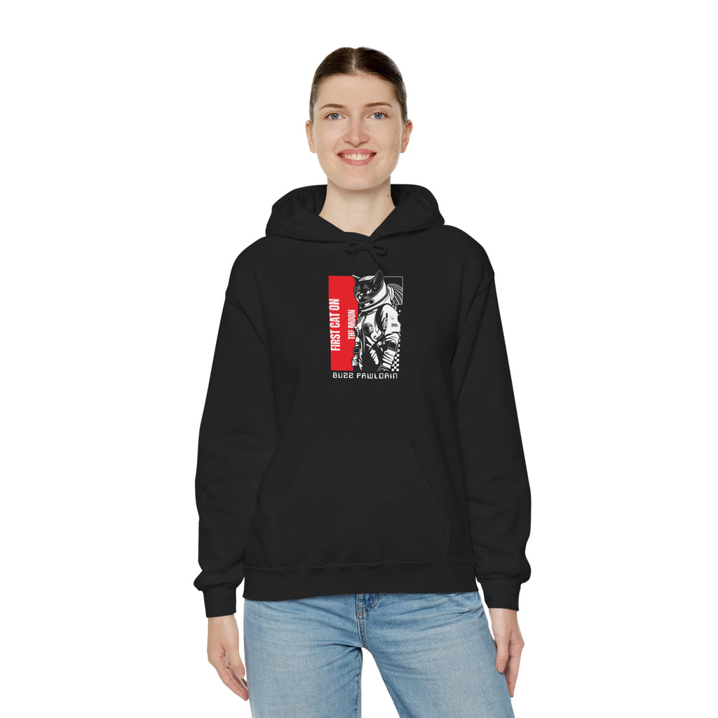 First Cat on the Moon Buzz Pawldrin Astronaut Graphic Unisex Hoodie,