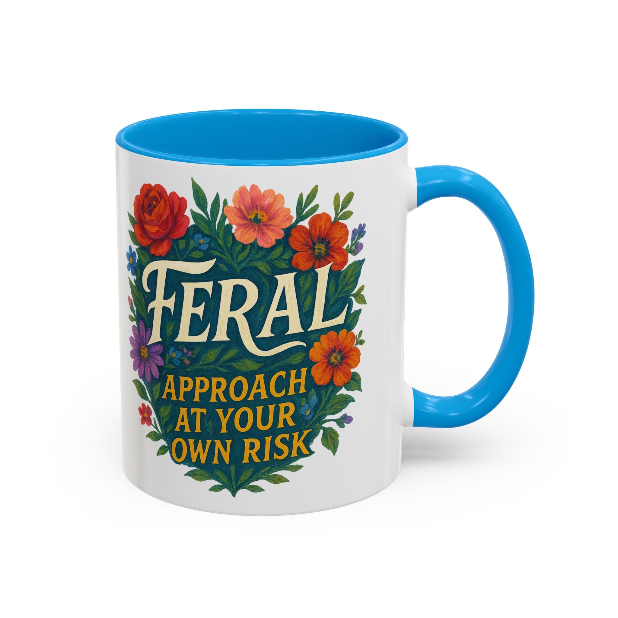 Feral Approach at Your Own Risk Mug | Floral Illustration, Ceramic Coffee Cup