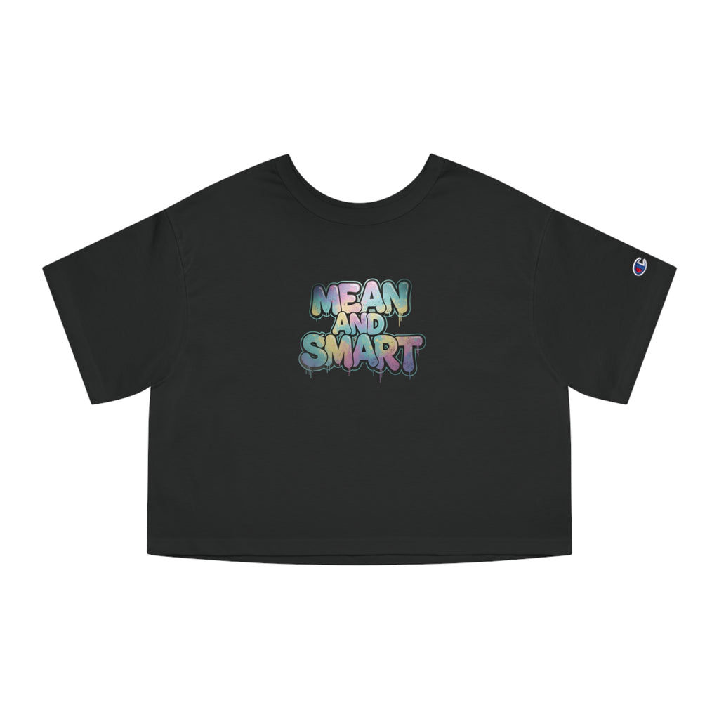 Mean and Smart graphic cropped T-Shirt | pastel bubble letters