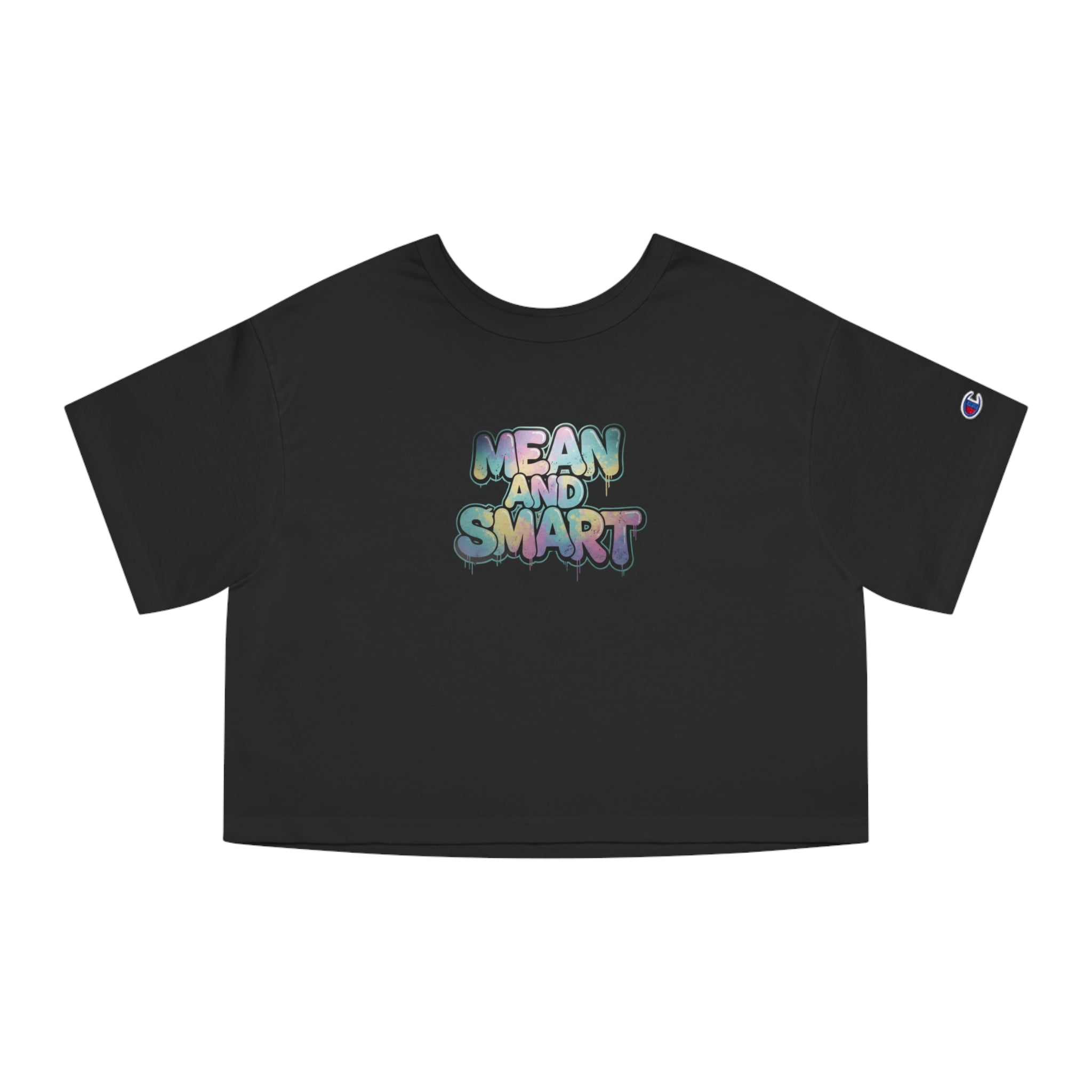 Mean and Smart graphic cropped T-Shirt | pastel bubble letters