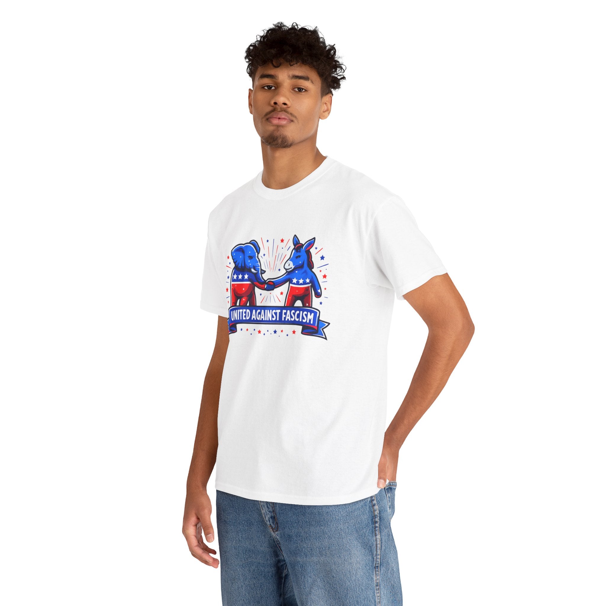 United Against Fascism Democratic Donkey and Republican Elephant T-Shirt