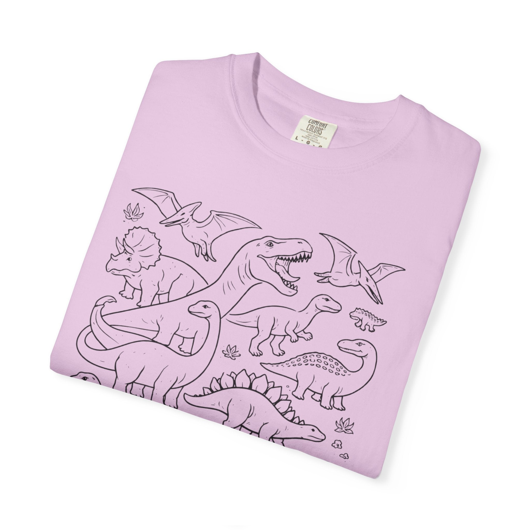 Alien & Dinosaur funny Line Art T-Shirt