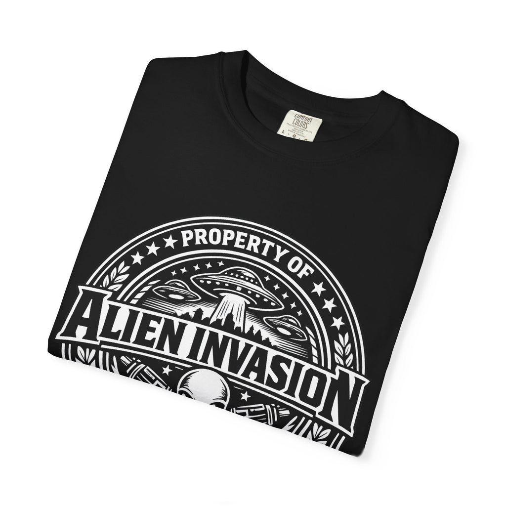 Alien Invasion Ground Crew T-Shirt | UFO Badge Graphic, Comfort Colors tee