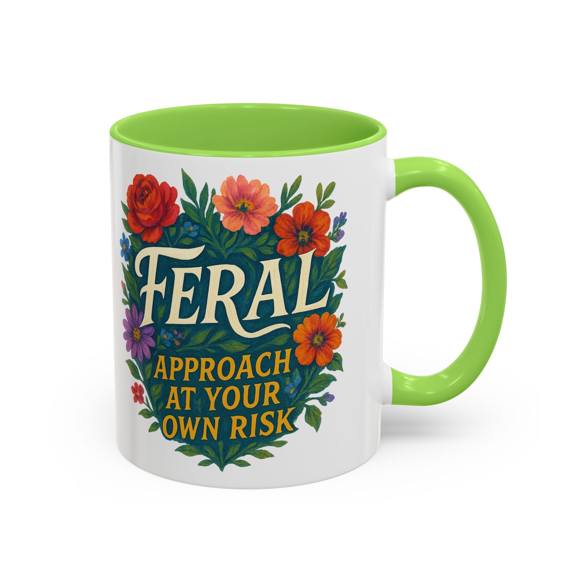 Feral Approach at Your Own Risk Mug | Floral Illustration, Ceramic Coffee Cup