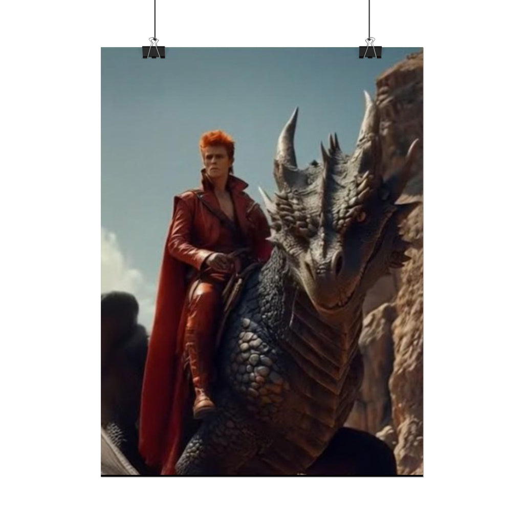Fantasy Bowie Wall Art, Dragon Rider Poster, Home Decor, Gift for Fantasy Lovers, Bedroom Wall Decor, Unique Artwork