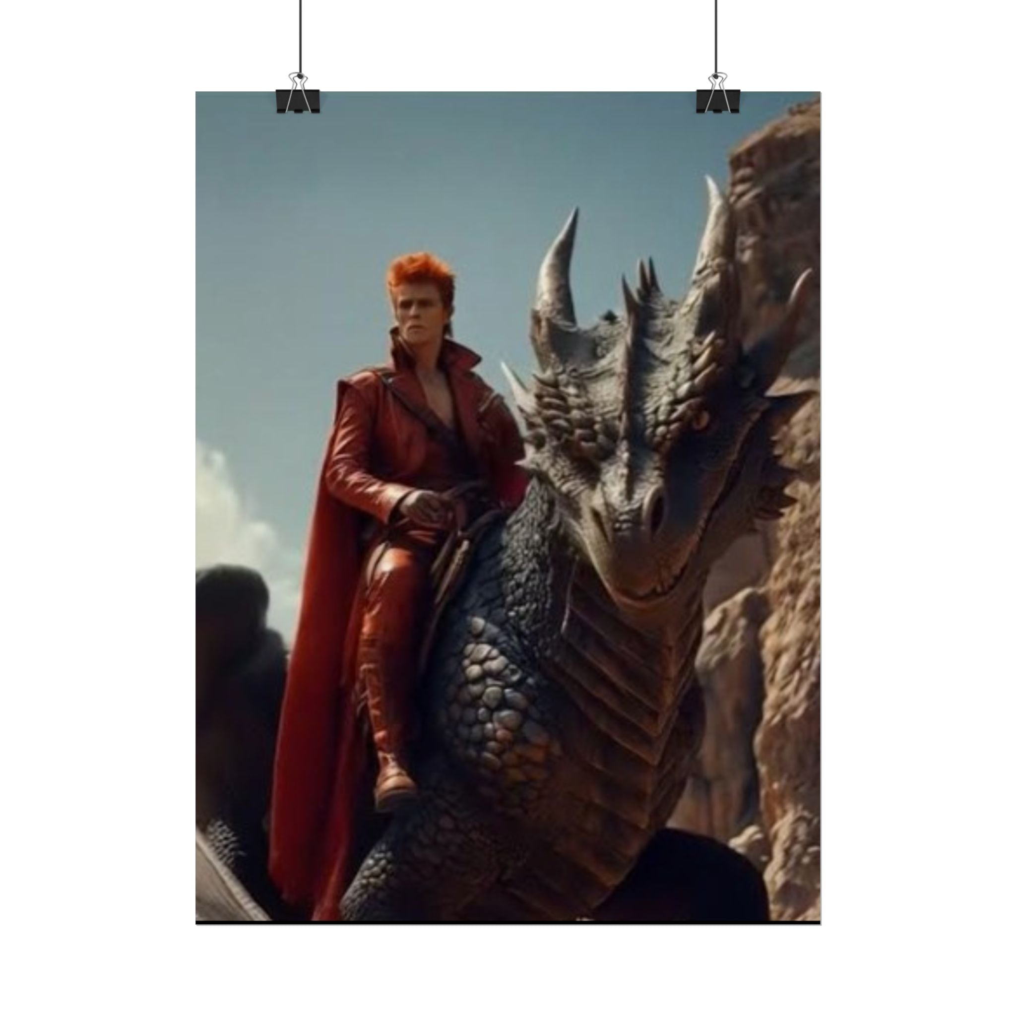Fantasy Bowie Wall Art, Dragon Rider Poster, Home Decor, Gift for Fantasy Lovers, Bedroom Wall Decor, Unique Artwork
