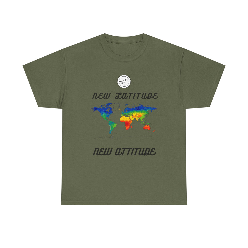 New Latitude New Attitude world map T-Shirt | rainbow map graphic