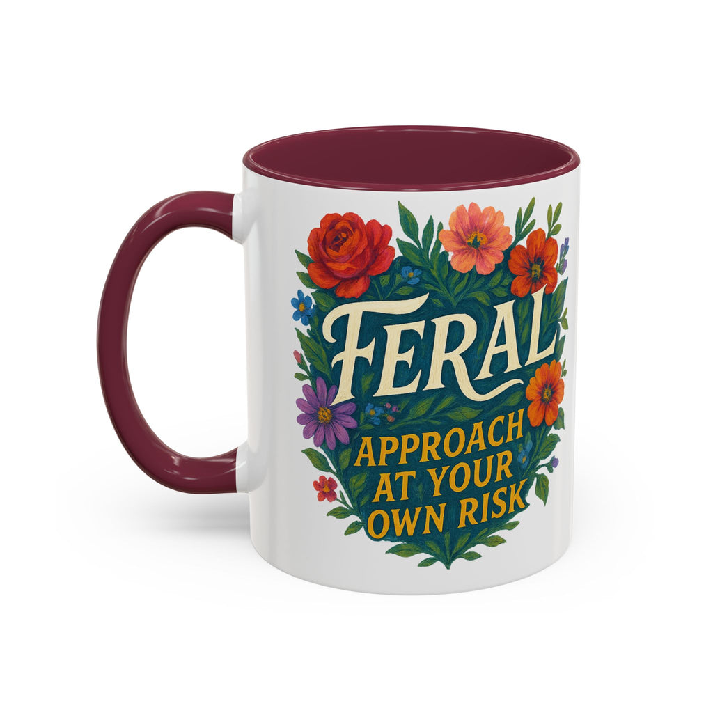 Feral Approach at Your Own Risk Mug | Floral Illustration, Ceramic Coffee Cup