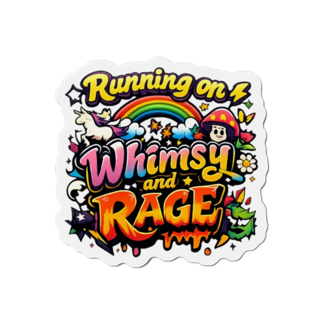 Running on Whimsy and Rage Die-Cut Magnets | Colorful Cartoon Sticker Magnet