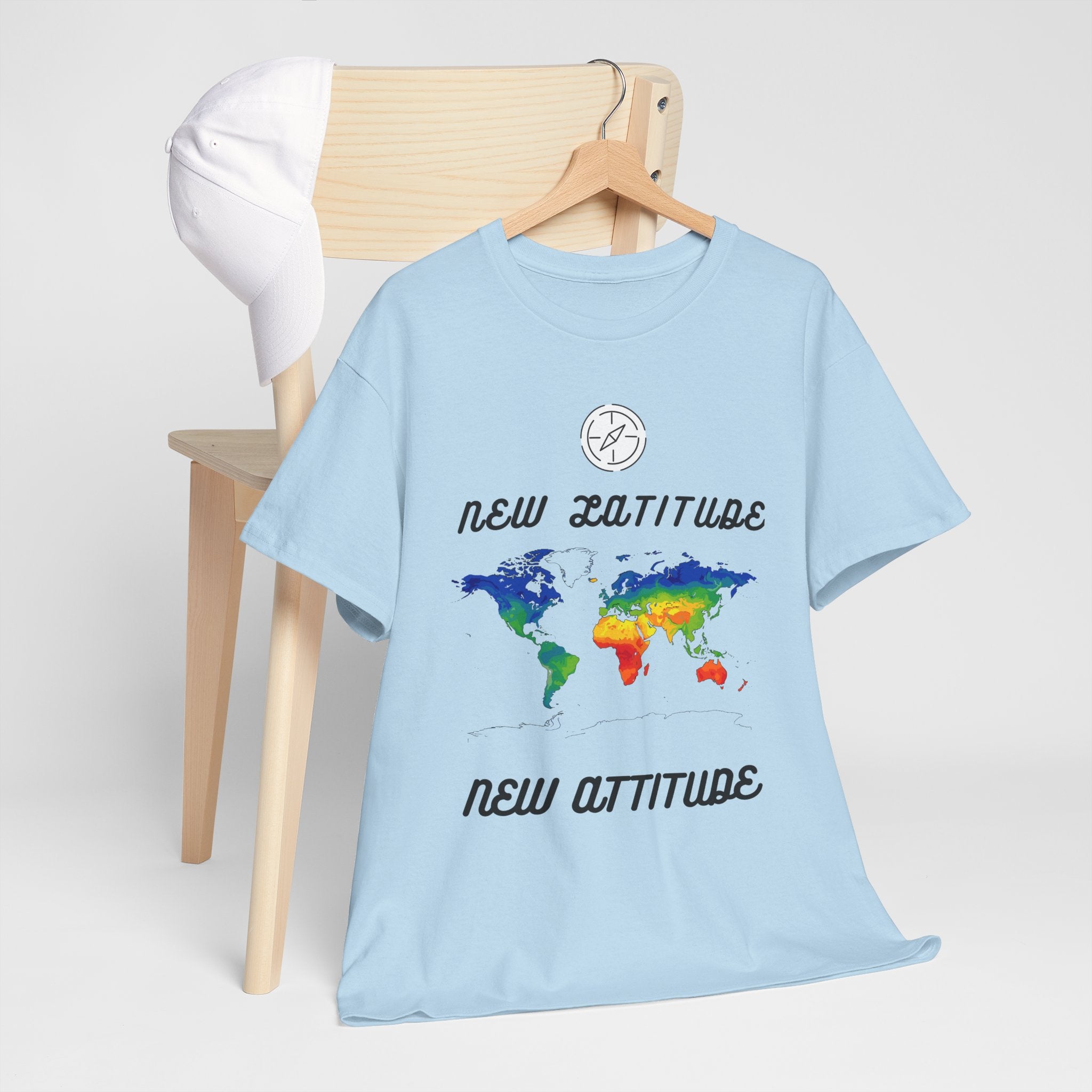 New Latitude New Attitude world map T-Shirt | rainbow map graphic