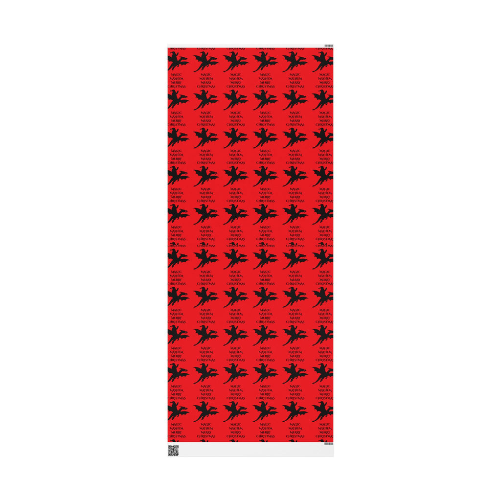 Santa Dragon Magic Mayhem Merry Christmas Wrapping Paper | Halloween Red and Black Santa on a Dragon Print