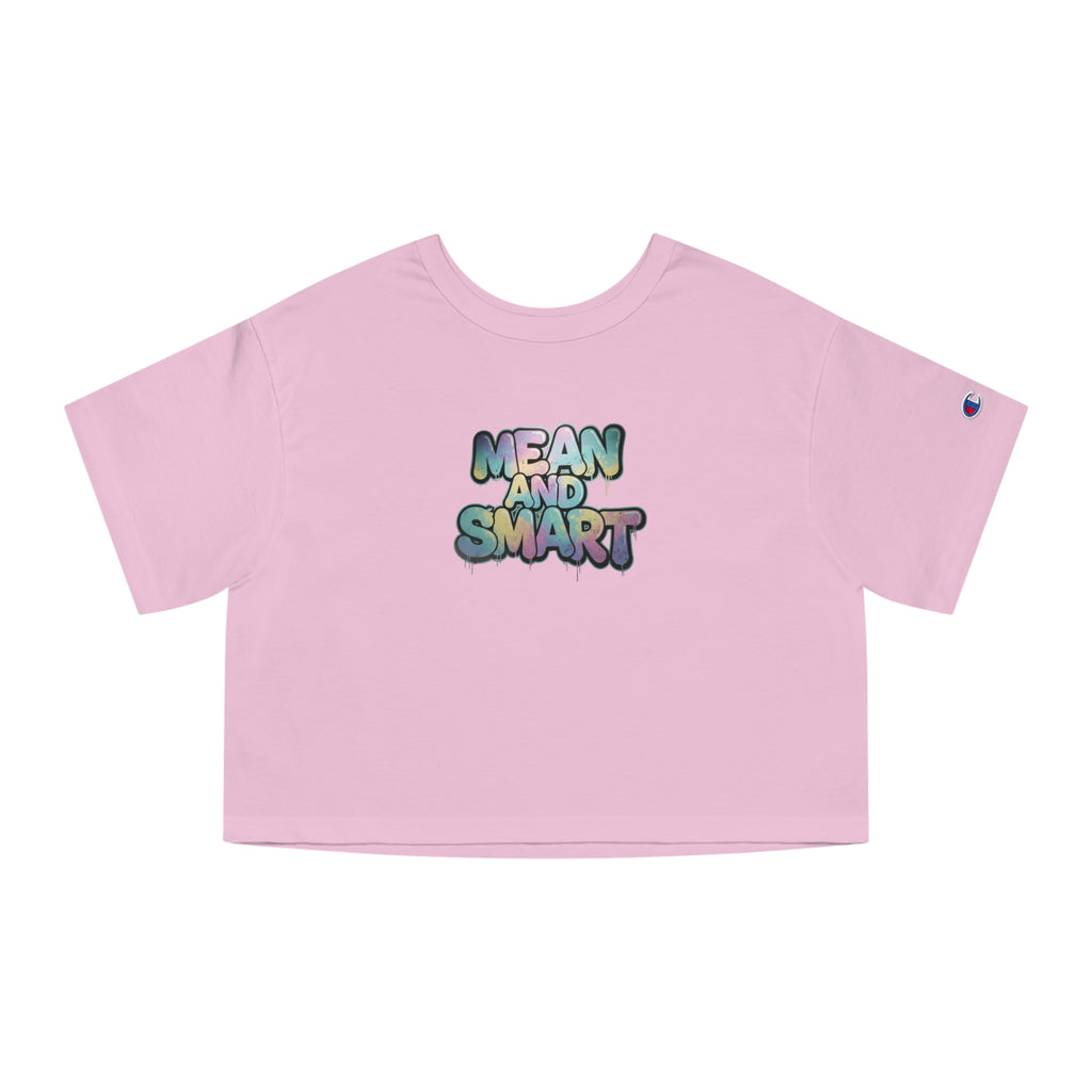 Mean and Smart graphic cropped T-Shirt | pastel bubble letters