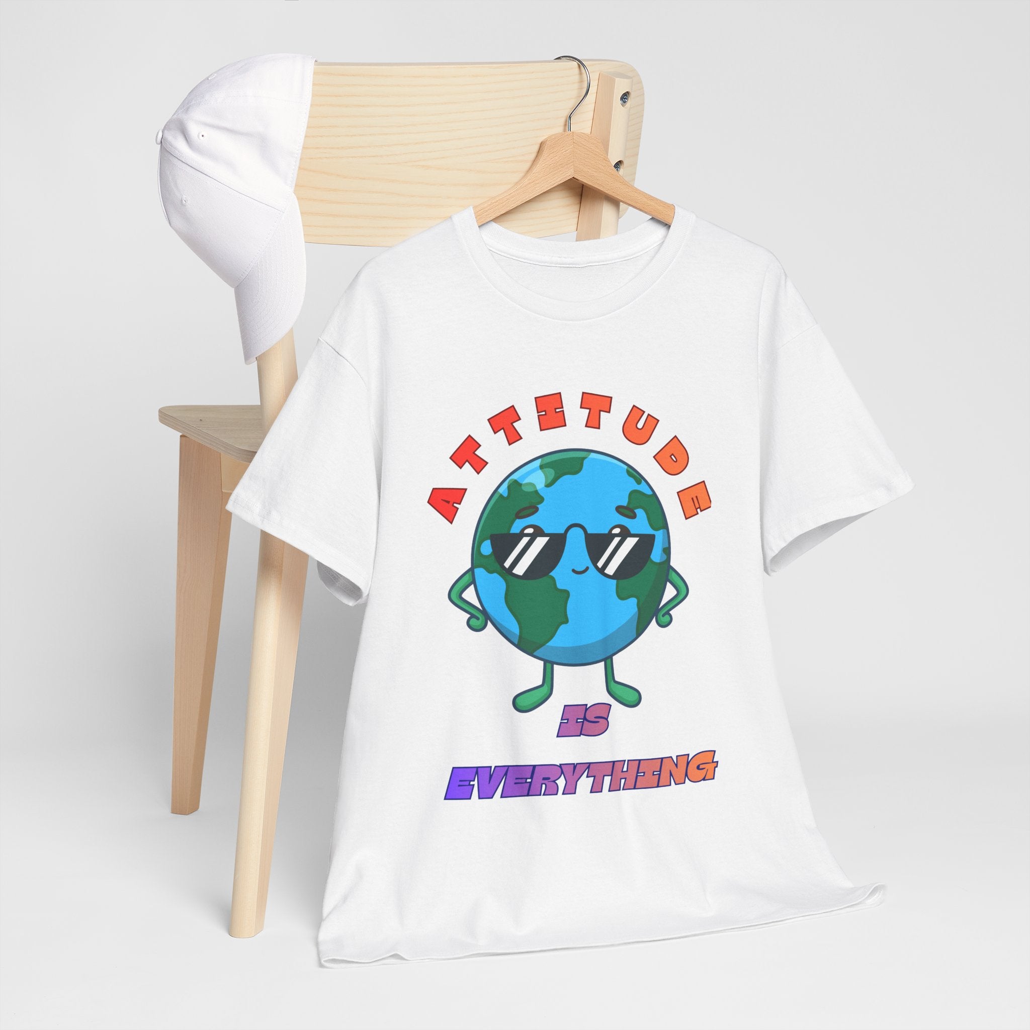 Attitude Is Everything Earth Character T-Shirt | Cute Planet Graphic Tee