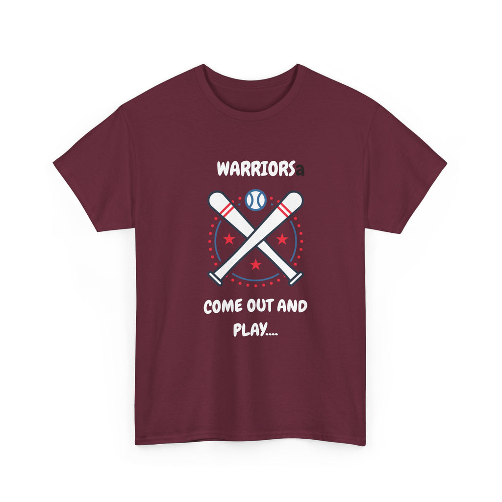 Warriors crossed baseball bats Come Out And Play T-Shirt | Baseball Team Tee