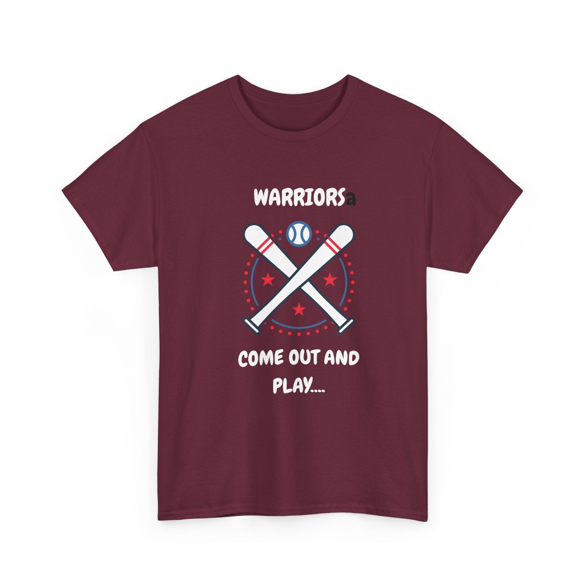 Warriors crossed baseball bats Come Out And Play T-Shirt | Baseball Team Tee