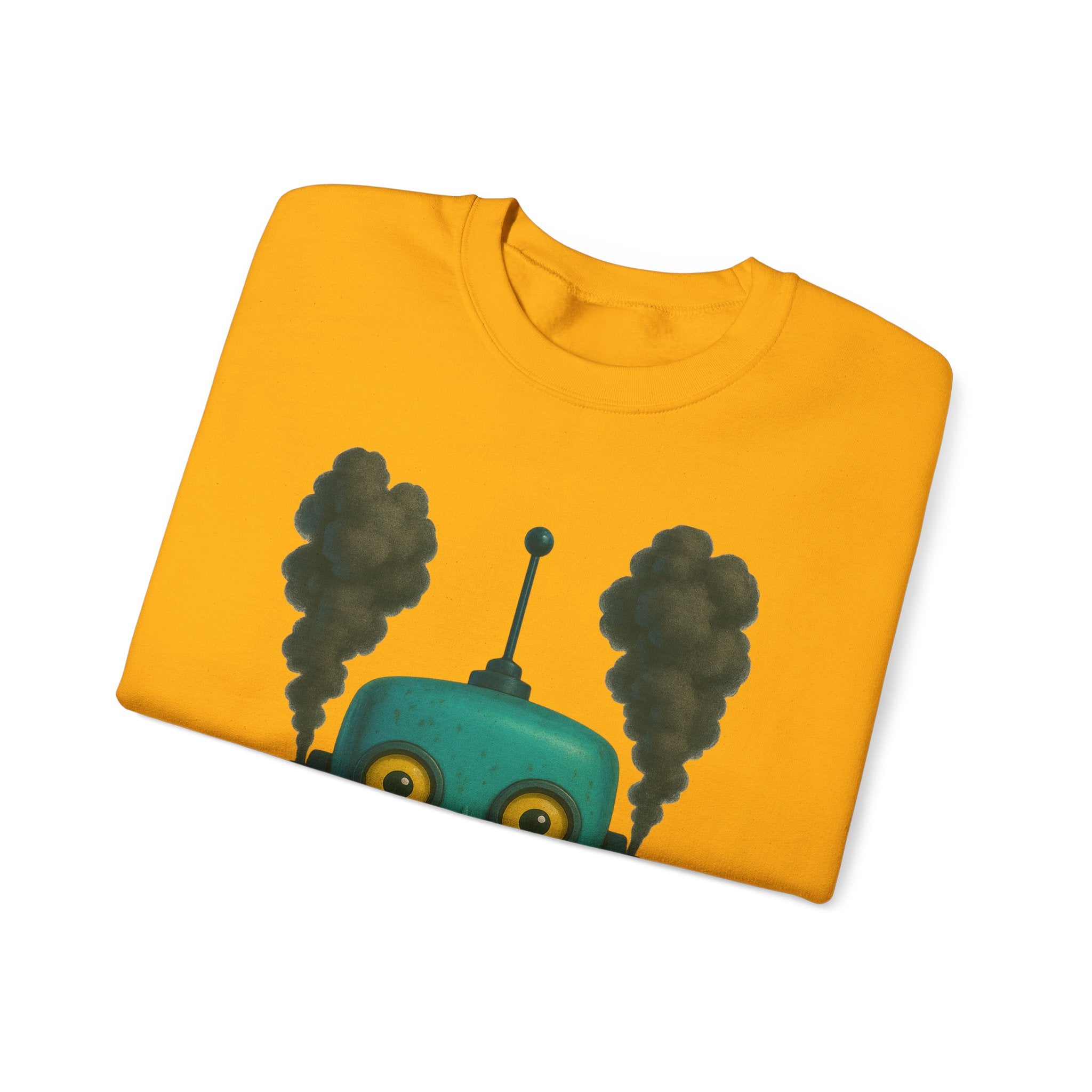 Smoking Robot Graphic Unisex Sweatshirt, Cozy Crewneck Top