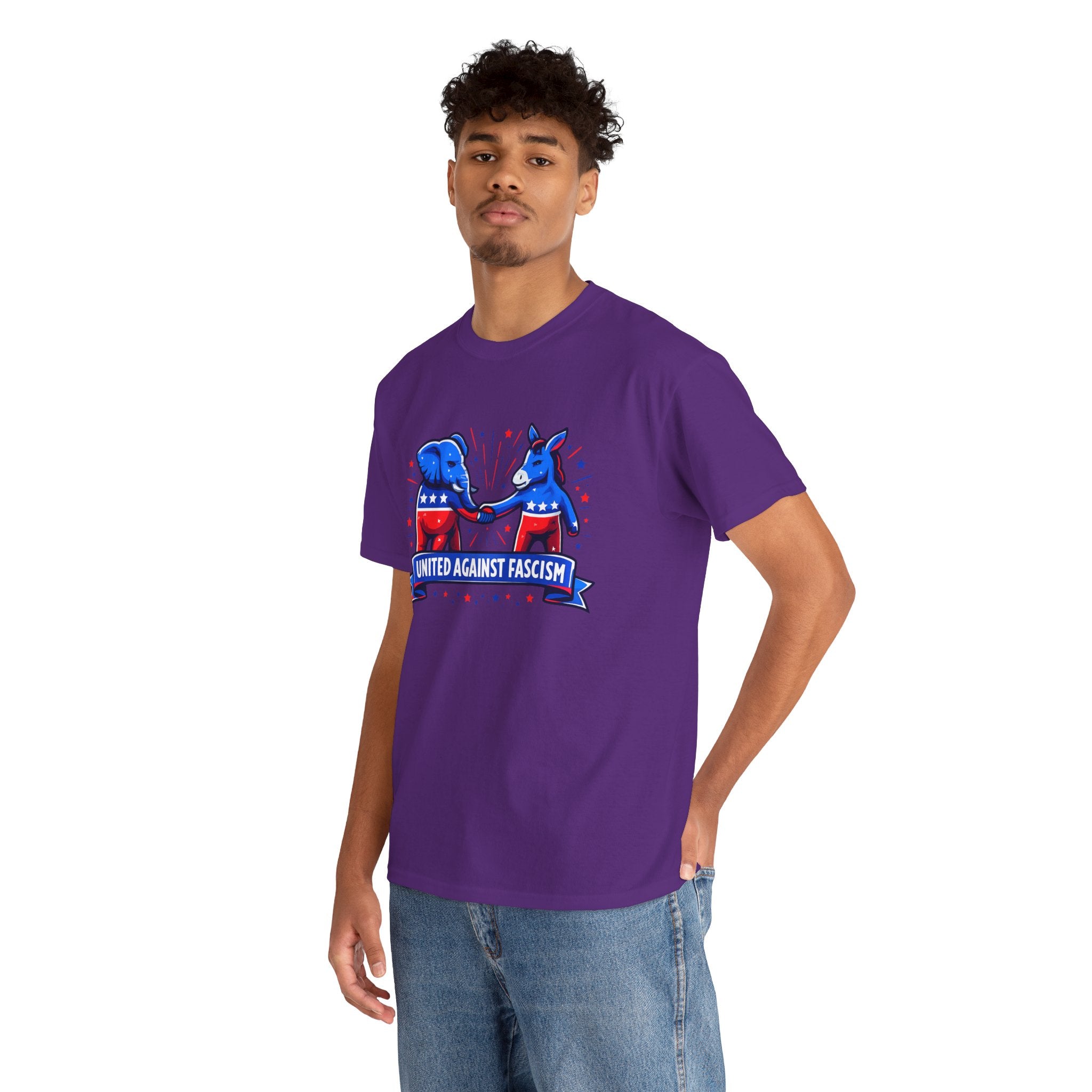 United Against Fascism Democratic Donkey and Republican Elephant T-Shirt