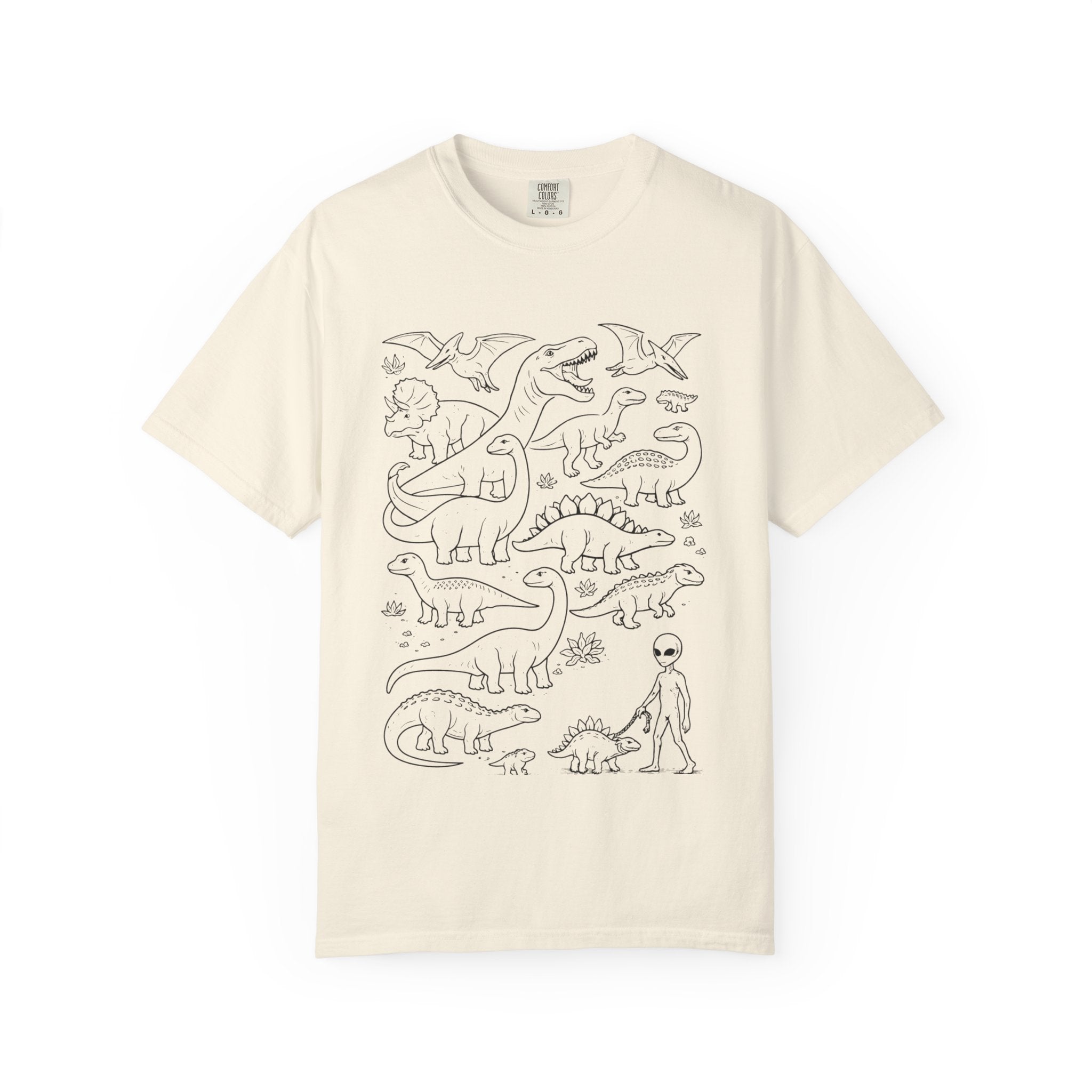 Dinosaur Doodle Tee — Alien & Dino Line Art T-Shirt