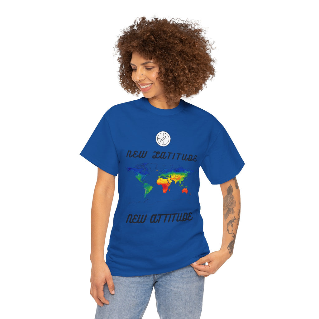 New Latitude New Attitude world map T-Shirt | rainbow map graphic