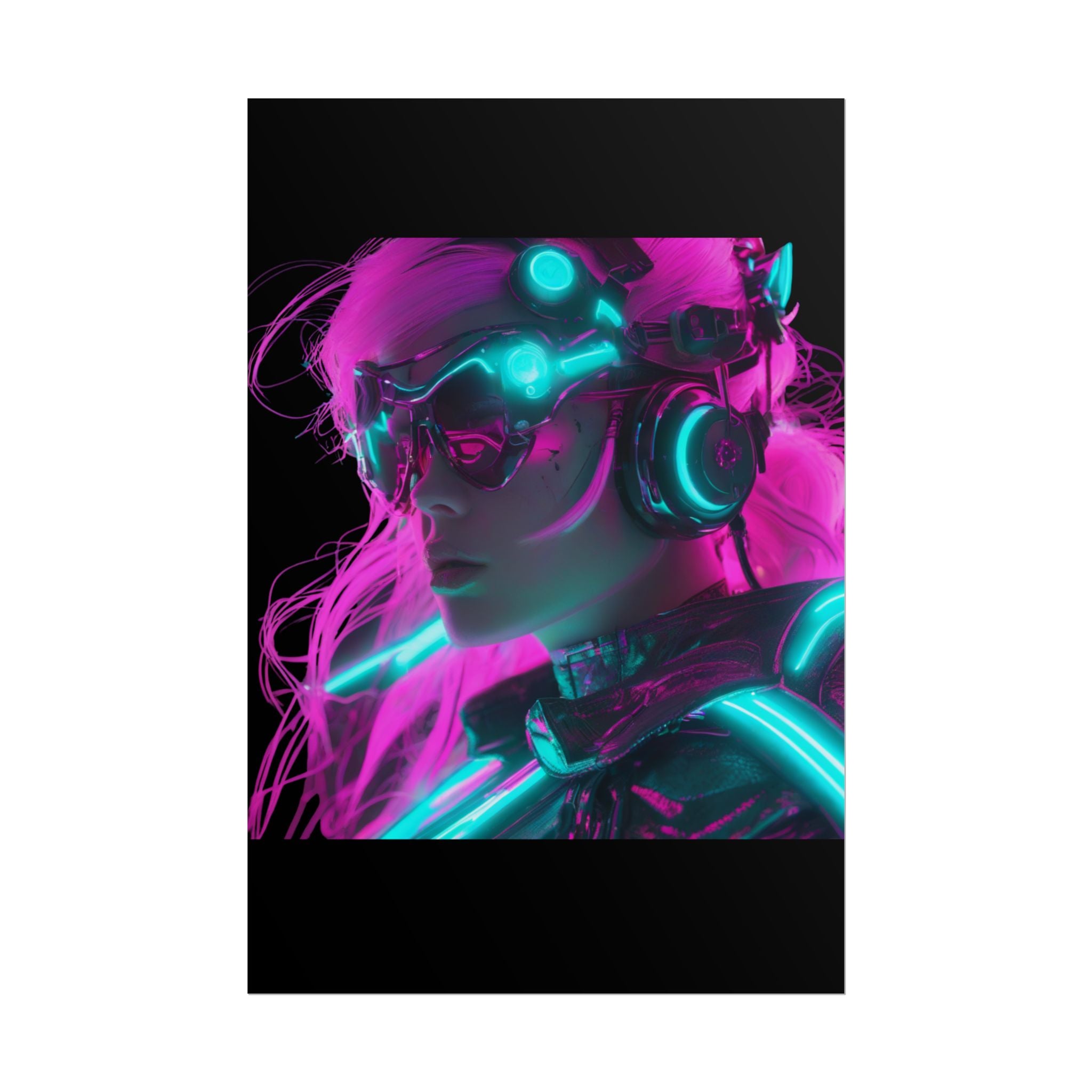 Cyberpunk Wall Art Print, Neon Anime Decor, Retro Futurism Poster, Unique Gift for Gamers, Modern Home Decor