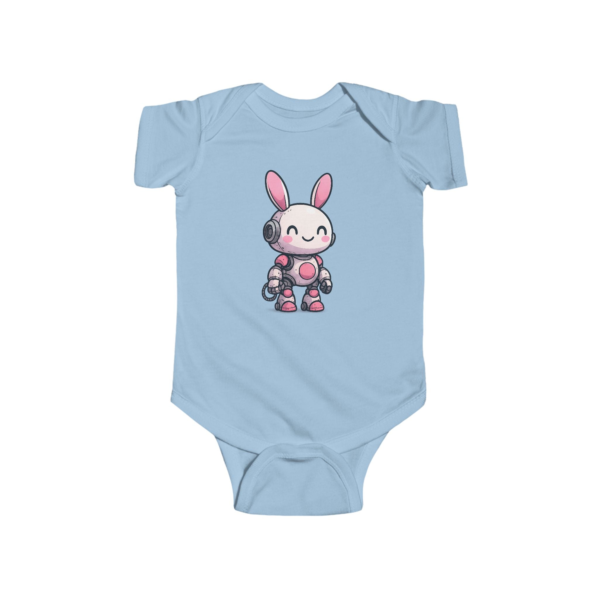 Happy Pink Robot Bunny Infant Bodysuit | Cute Bunny Robot Graphic