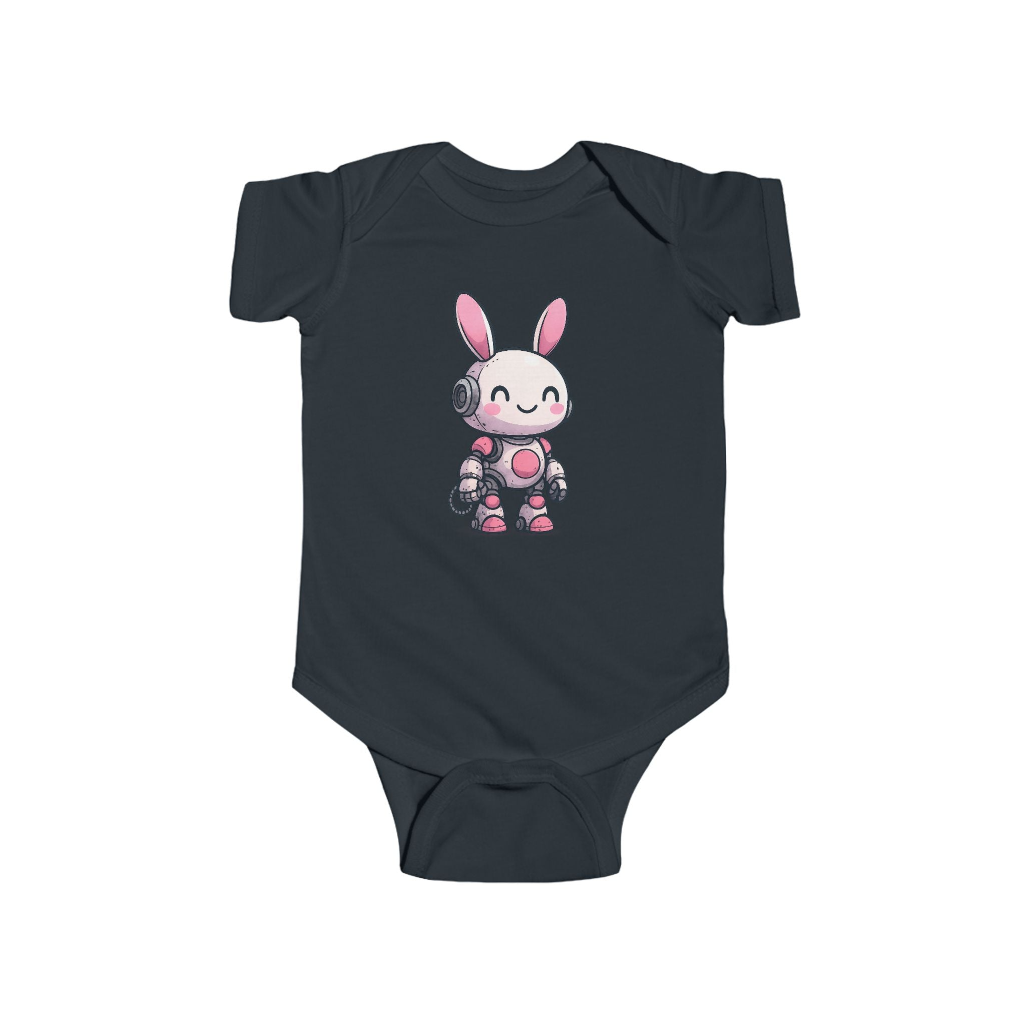 Happy Pink Robot Bunny Infant Bodysuit | Cute Bunny Robot Graphic