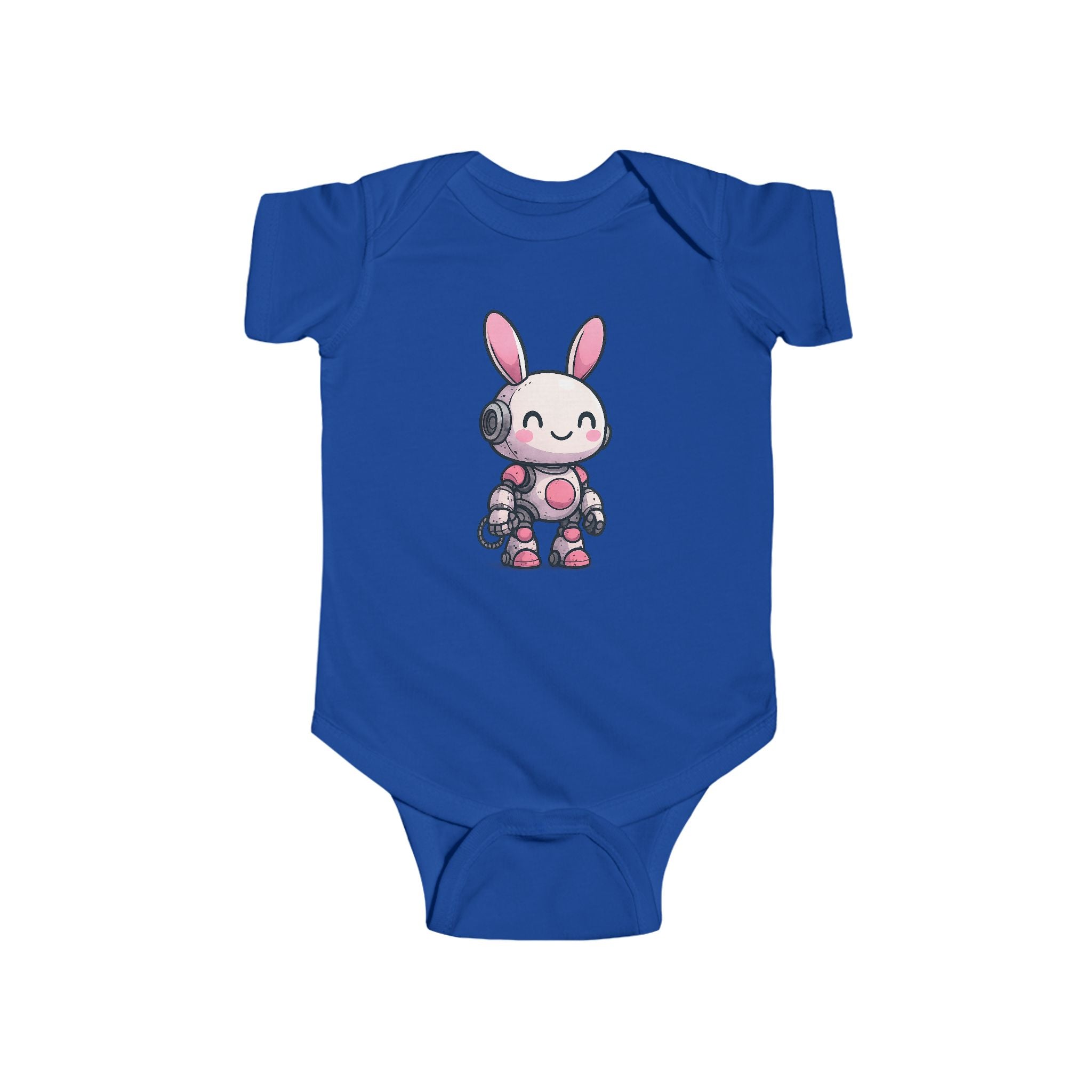 Happy Pink Robot Bunny Infant Bodysuit | Cute Bunny Robot Graphic