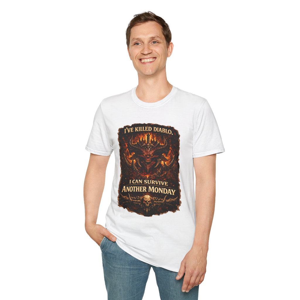 Diablo Demon Skull I Can Survive Another Monday T-Shirt