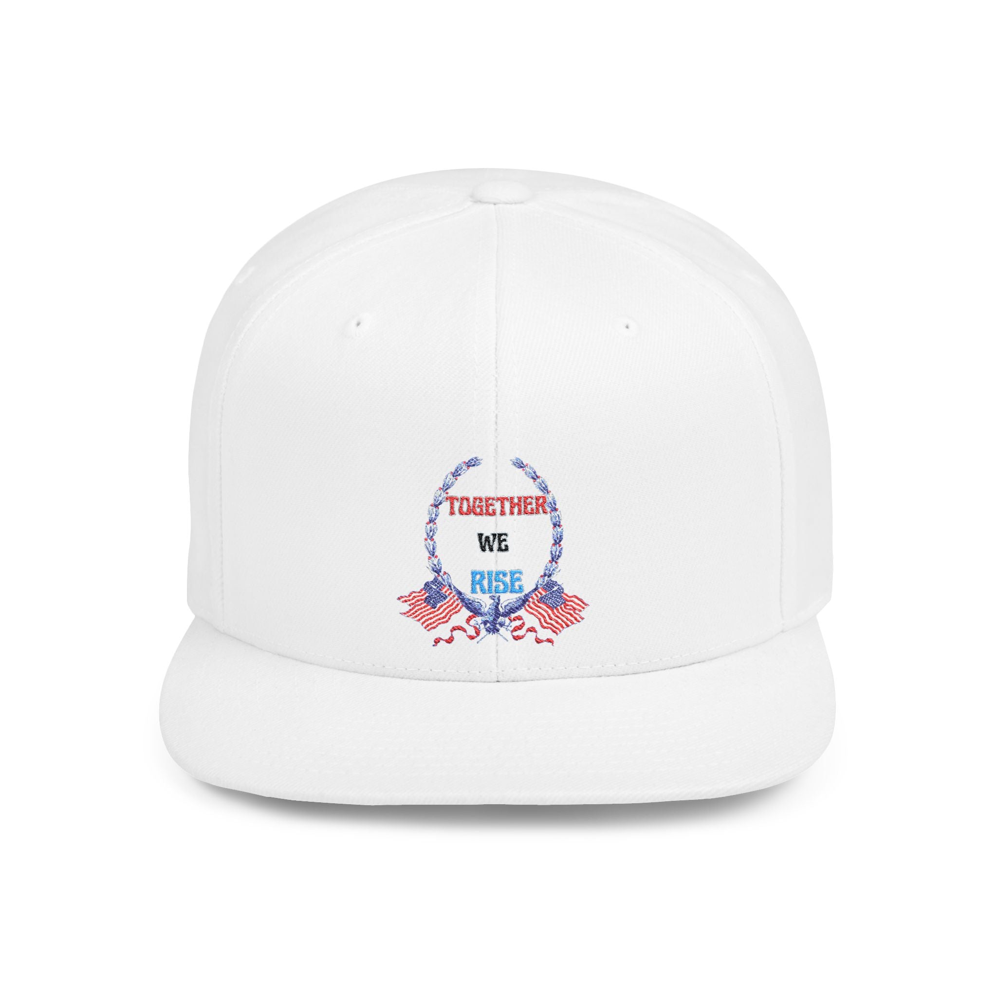 Together We Rise Snapback Hat – Embroidered Retro Crest with Flag Accents