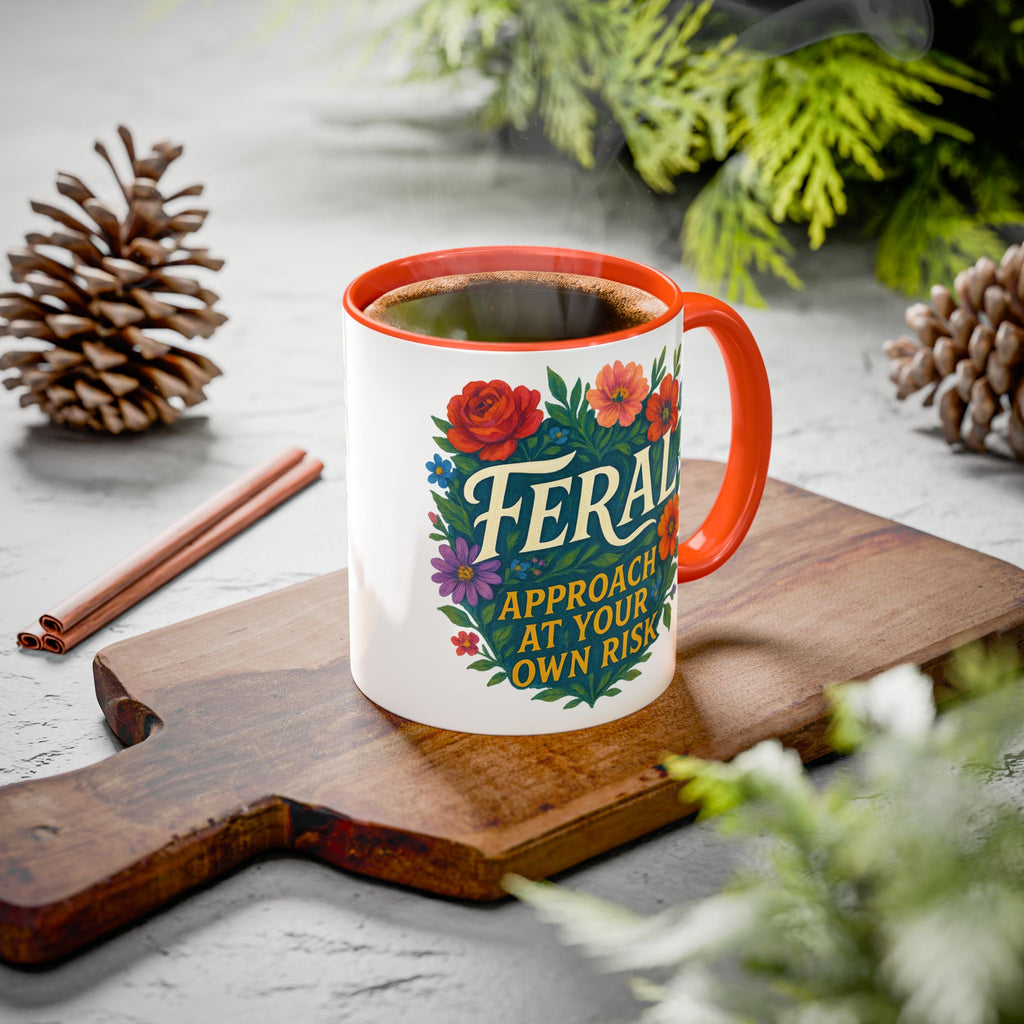 Feral Approach at Your Own Risk Mug | Floral Illustration, Ceramic Coffee Cup