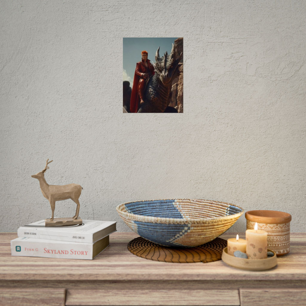 Fantasy Bowie Wall Art, Dragon Rider Poster, Home Decor, Gift for Fantasy Lovers, Bedroom Wall Decor, Unique Artwork