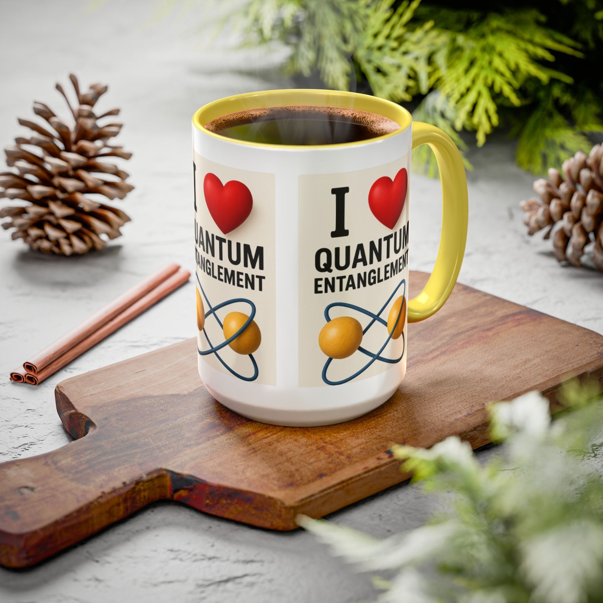 I Love Quantum Entanglement Mug – Science Nerd Coffee Mug