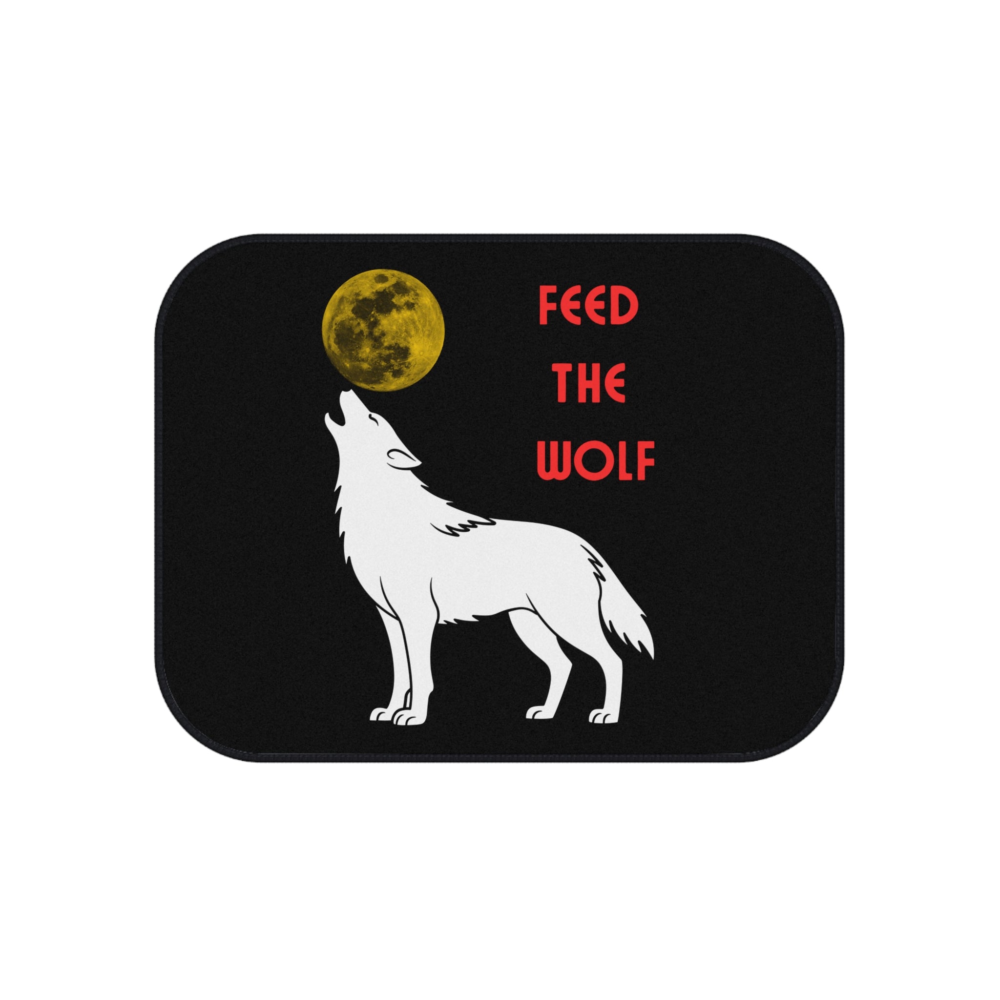 Howling Wolf with Moon car mats | Feed the Wolf floor mats (set of 4)