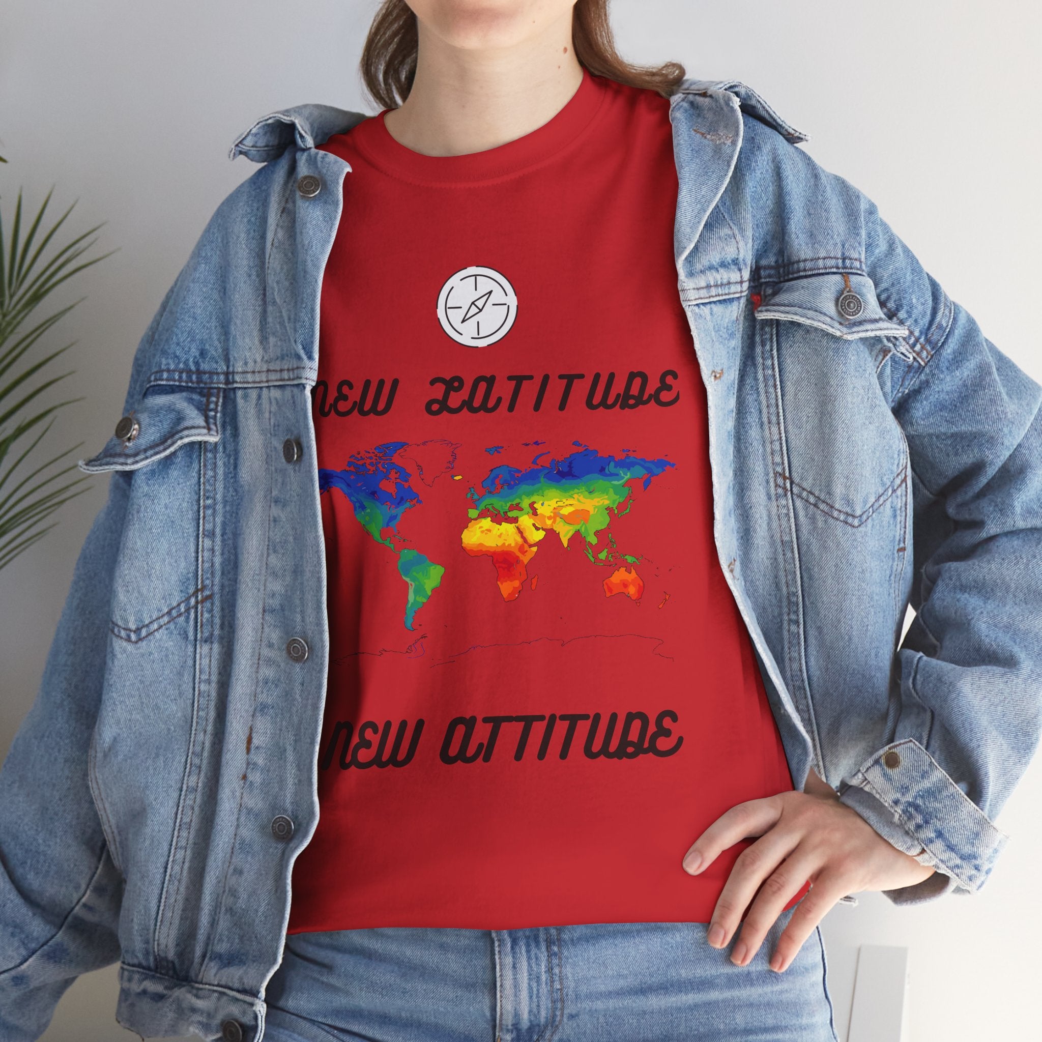 New Latitude New Attitude world map T-Shirt | rainbow map graphic