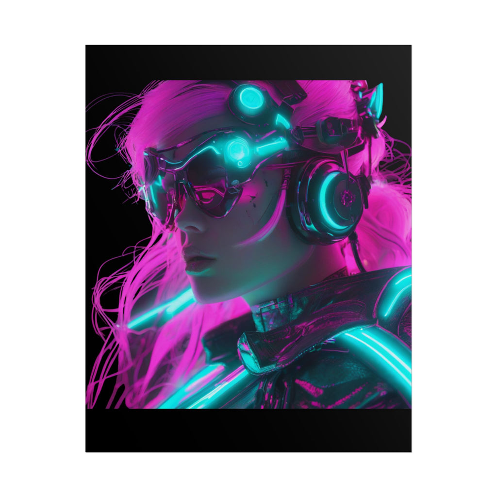 Cyberpunk Wall Art Print, Neon Anime Decor, Retro Futurism Poster, Unique Gift for Gamers, Modern Home Decor
