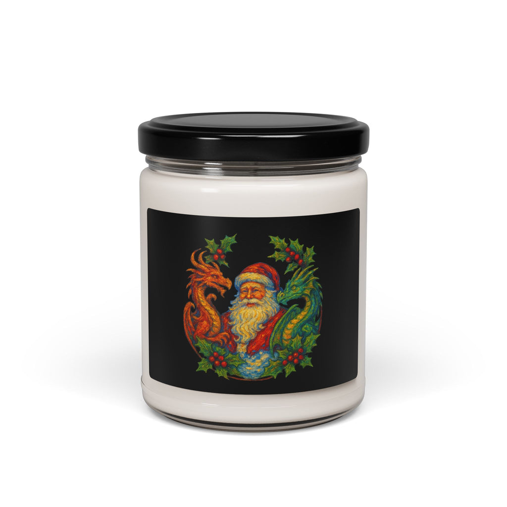 Vintage Santa with Dragons and Holly Holiday Candle | Scented Soy 9oz