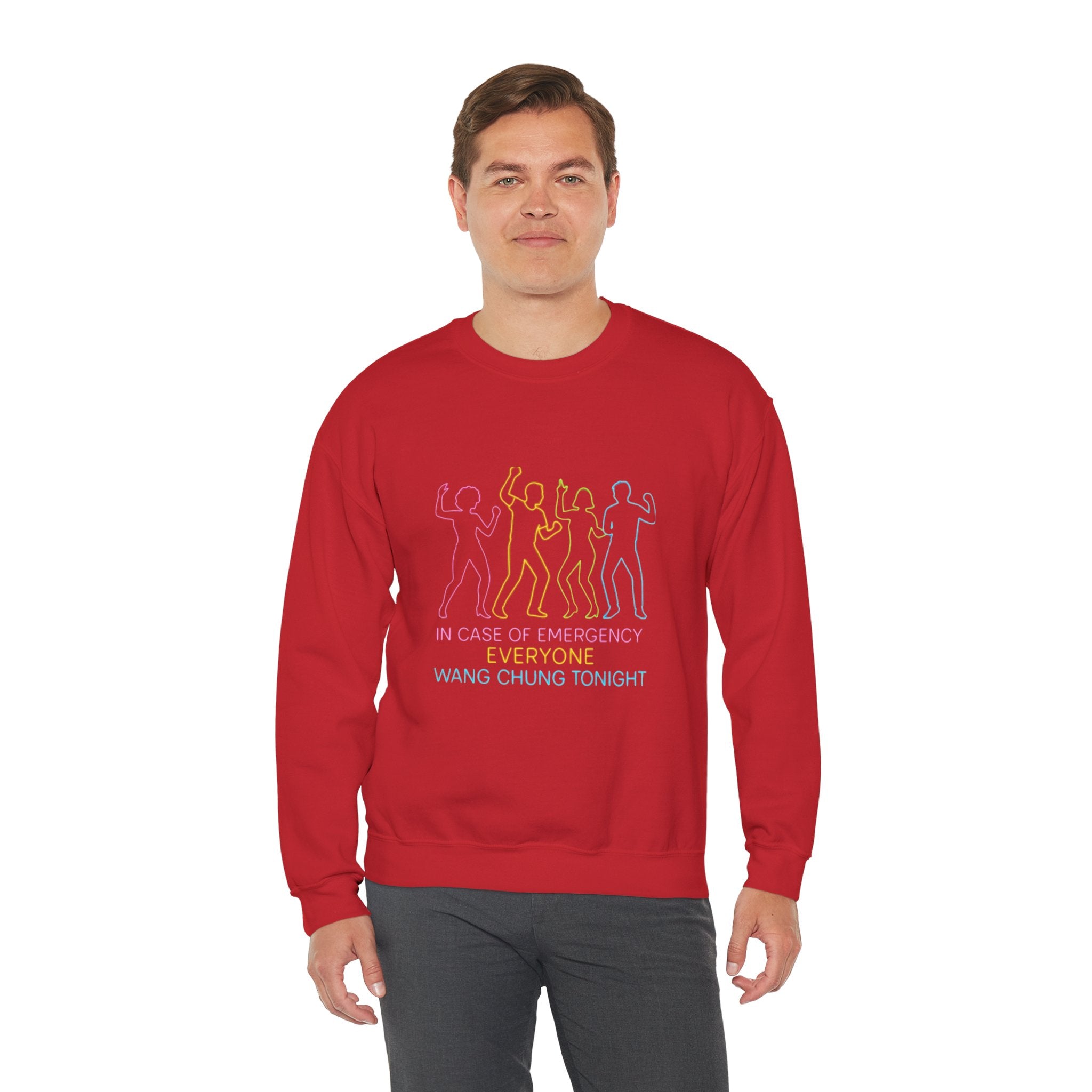 Emergency Everyone Wang Chung Tonight Sweatshirt, Cozy Playful Crewneck, Fun Gift for Music Lovers, Unisex Apparel