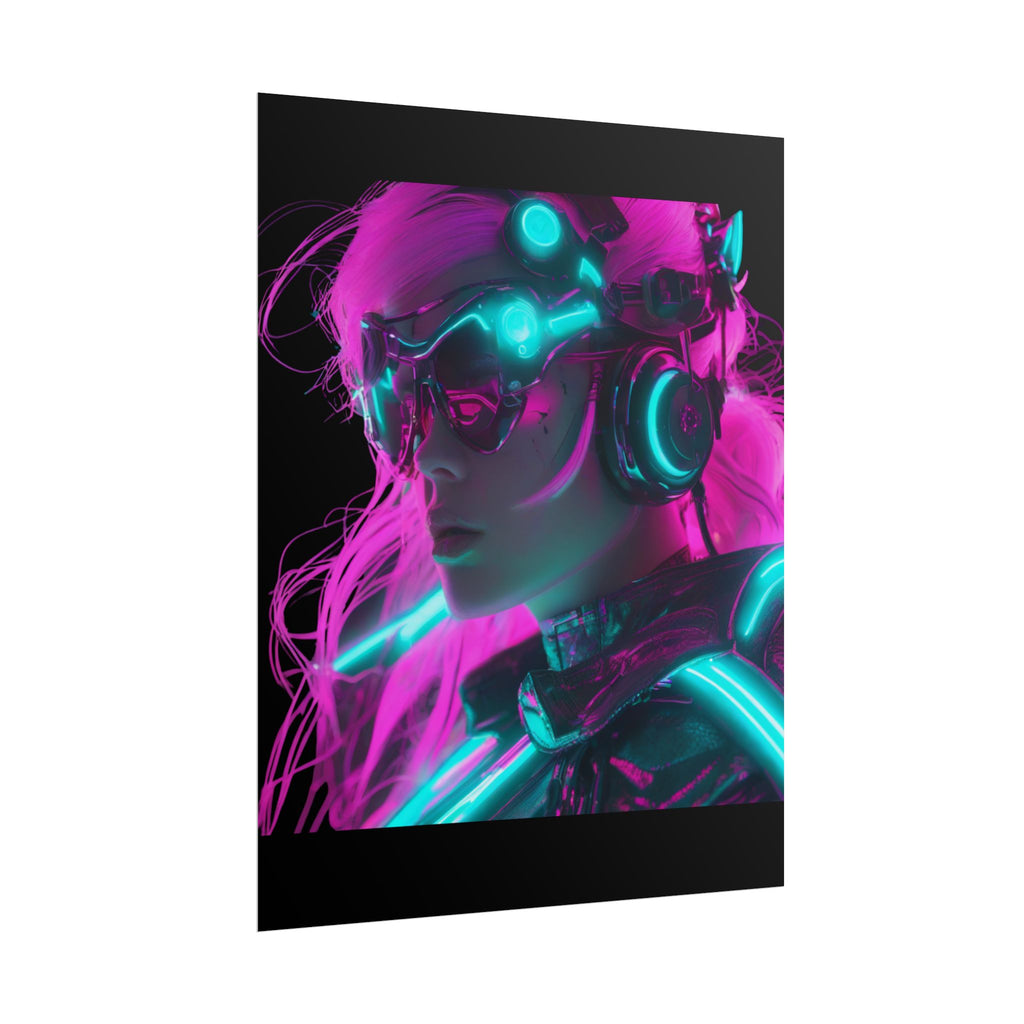 Cyberpunk Wall Art Print, Neon Anime Decor, Retro Futurism Poster, Unique Gift for Gamers, Modern Home Decor