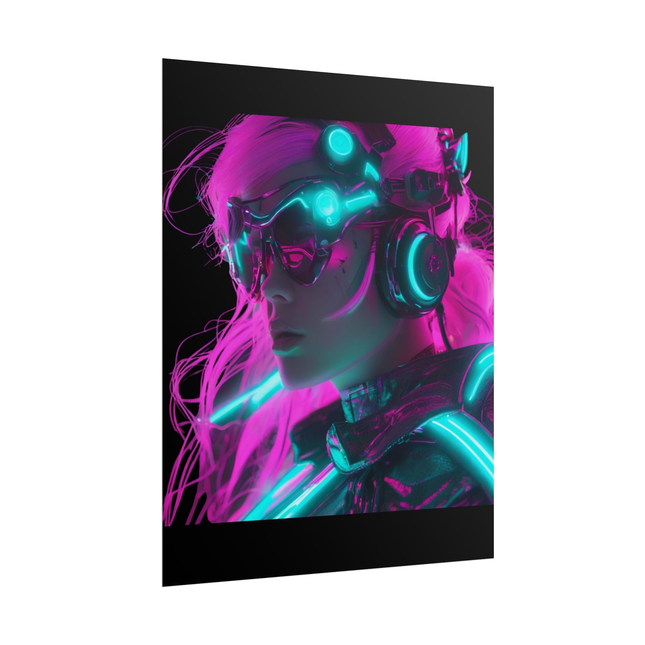 Cyberpunk Wall Art Print, Neon Anime Decor, Retro Futurism Poster, Unique Gift for Gamers, Modern Home Decor