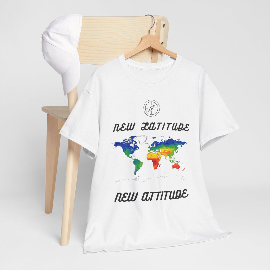 New Latitude New Attitude world map T-Shirt | rainbow map graphic
