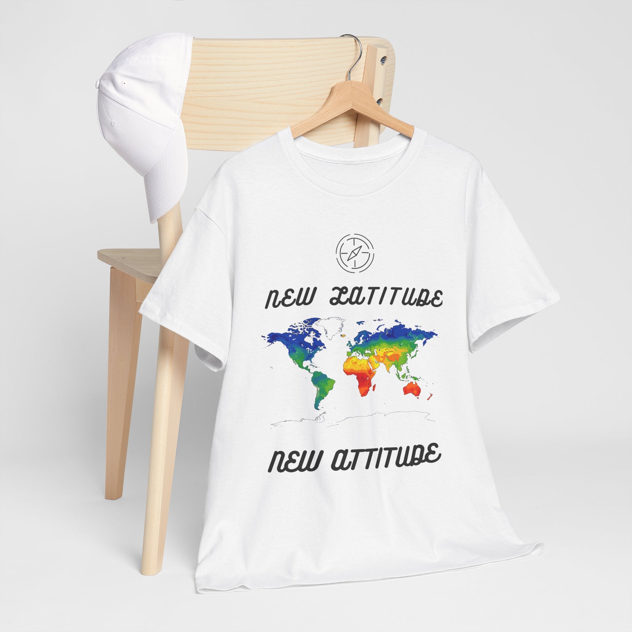 New Latitude New Attitude world map T-Shirt | rainbow map graphic