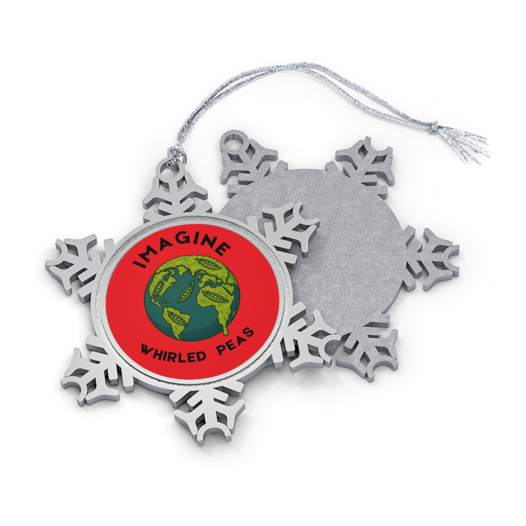 Imagine Whirled Peas Pewter Snowflake Ornament - Holiday Decor, Unique Gift, Christmas Keepsake, Winter Solstice Decoration,