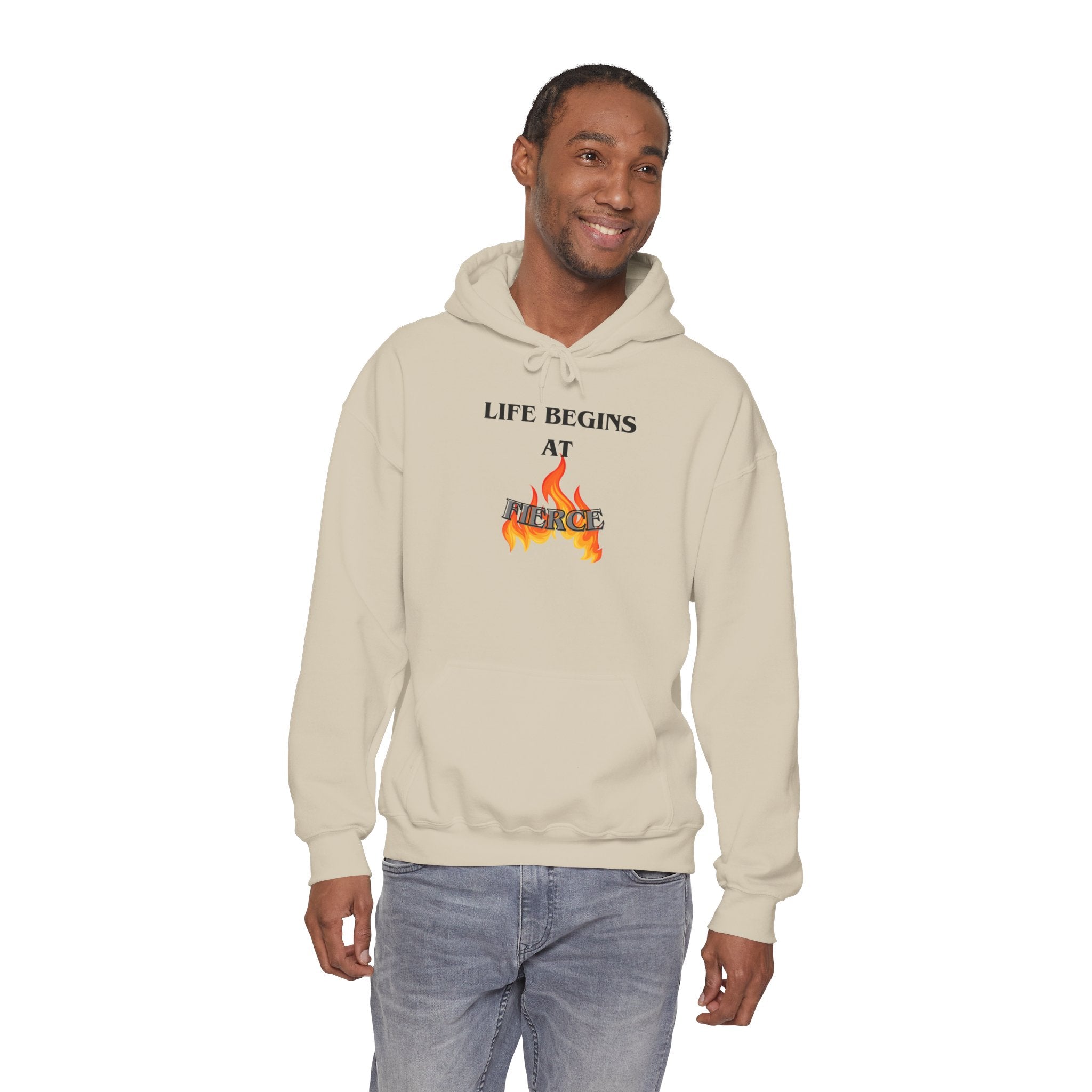 Life Begins at Fierce Hoodie | Flame Graphic Hoodie